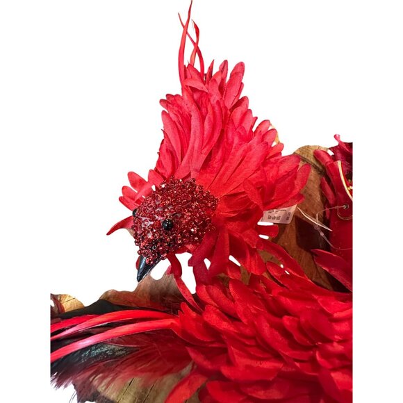 3 Lg Red Feathered Cardinal Christmas Tree Ornaments Glitter Accents Clip-On - Picture 5 of 13